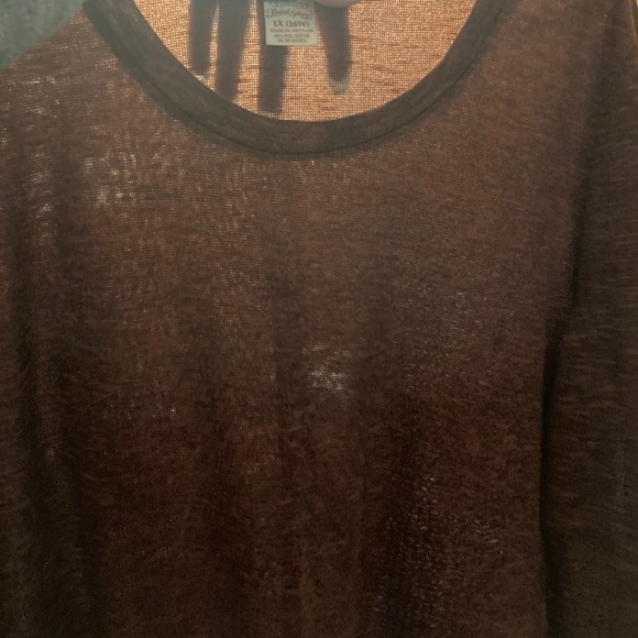 ๐ Faded Glory (1X - 16W) L/S sheer orange tunic - Picture 8 of 11